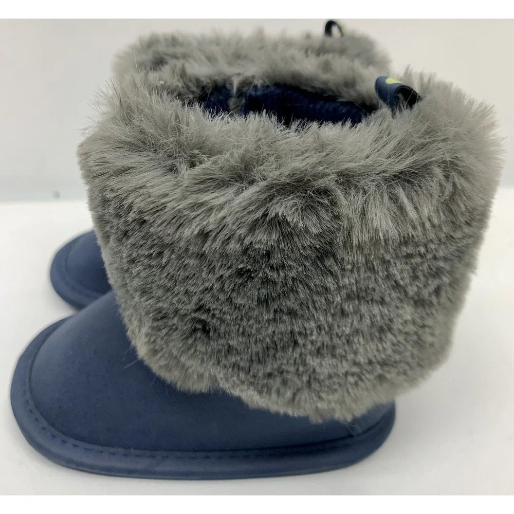 First Steps‎ By Stepping Stones Blue Faux Fur Booties 3-6 Months